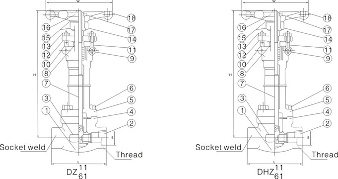 低溫鍛鋼閘閥結(jié)構(gòu)圖