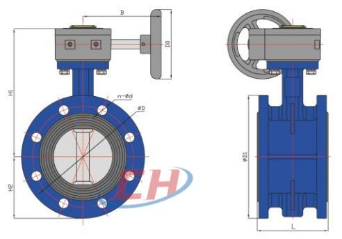 襯膠法蘭蝶閥結(jié)構(gòu)圖