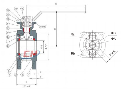 高平臺(tái)不銹鋼對(duì)夾球閥結(jié)構(gòu)圖